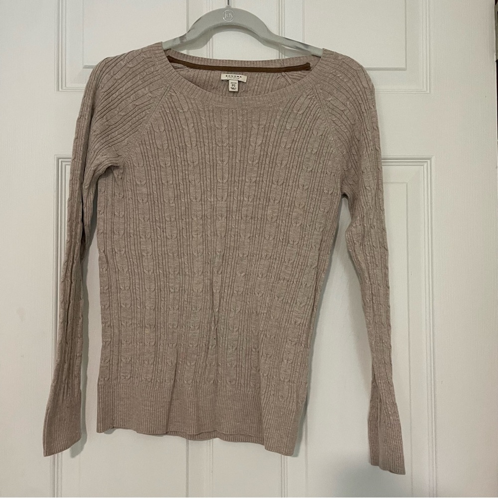 Sonoma Taupe Cable Knit Sweater